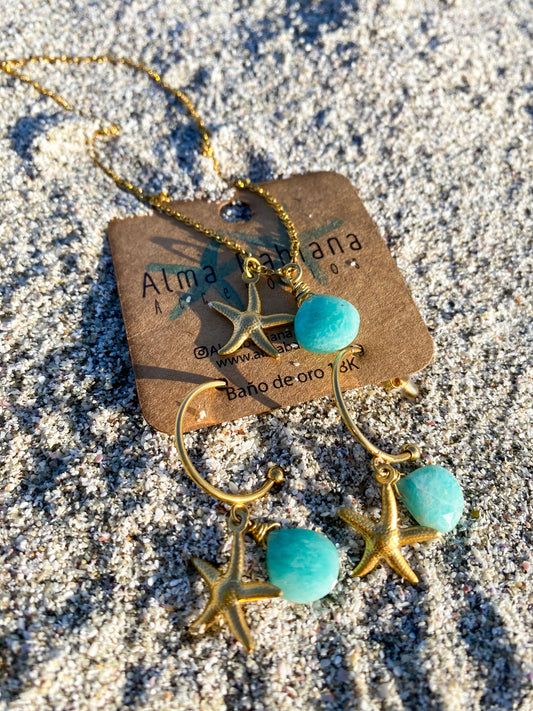 Conjunto estrella de mar Amazonita