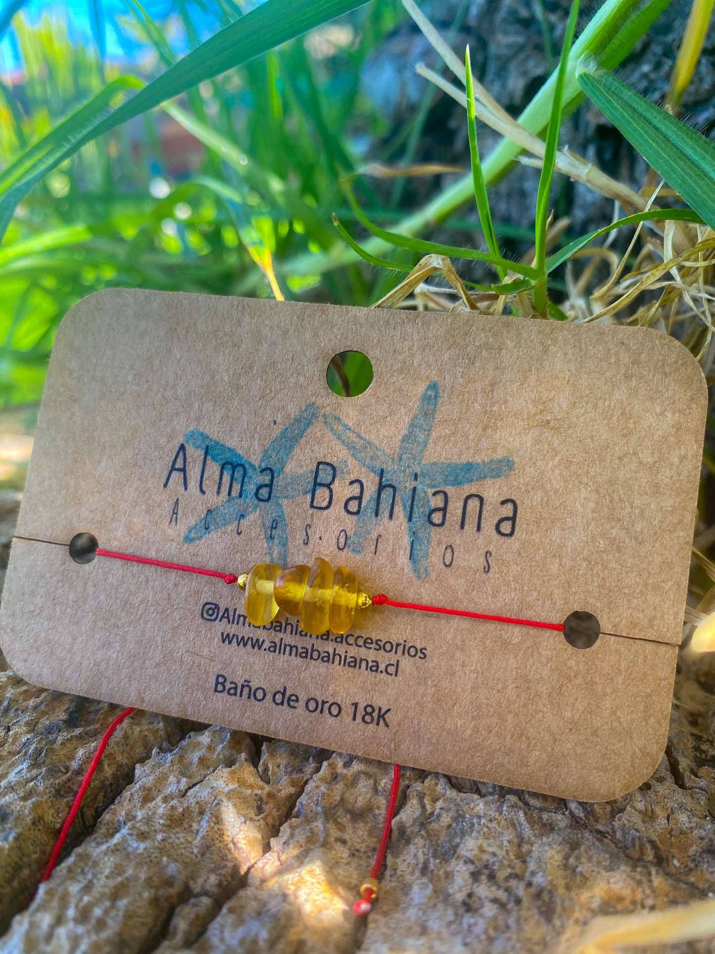 Pulsera roja con ámbar mexicano