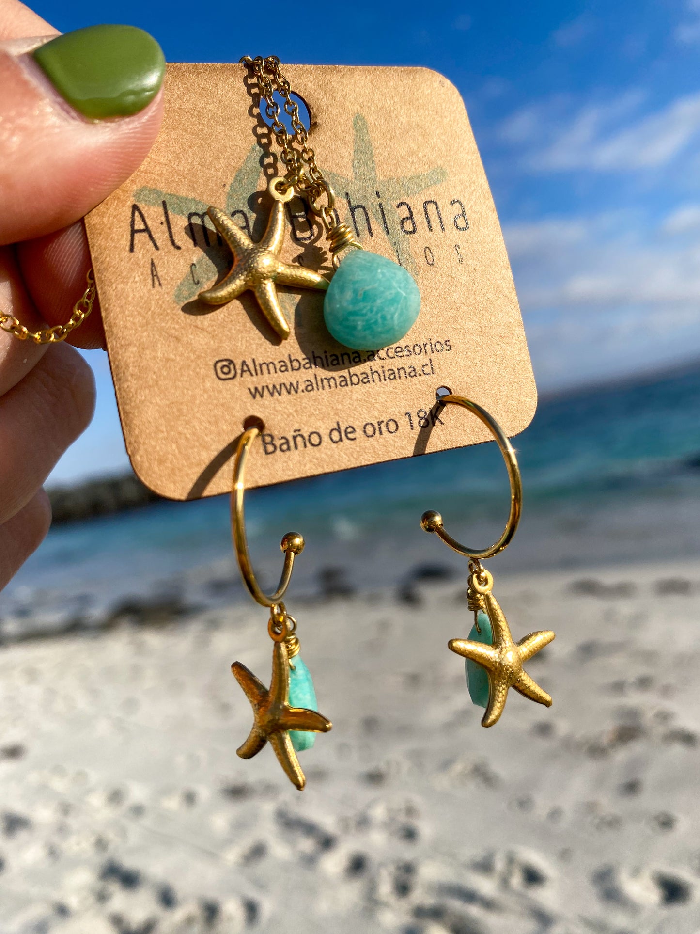 Conjunto estrella de mar Amazonita