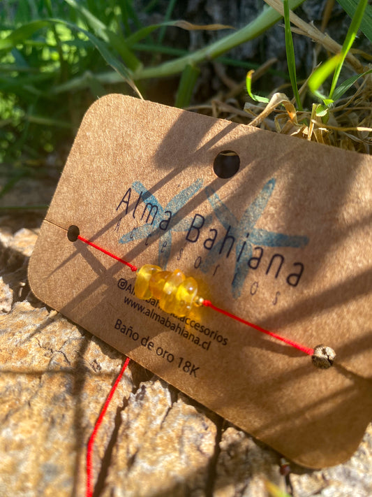 Pulsera roja con ámbar mexicano