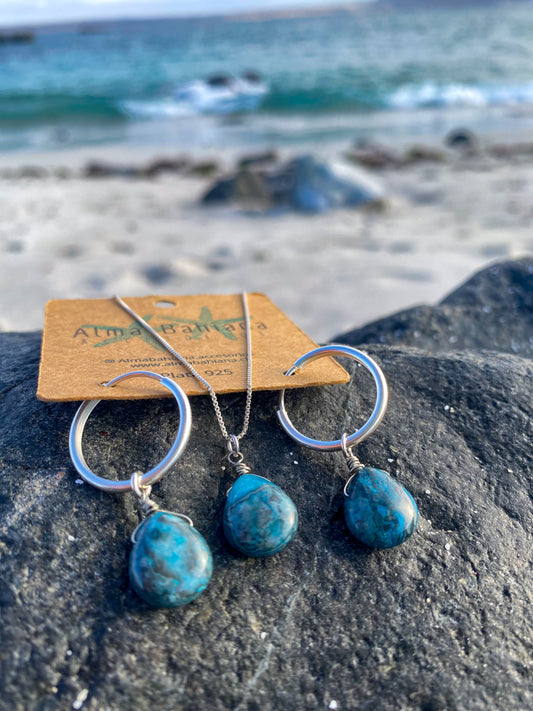 Conjunto collar y aros piedra Apatita