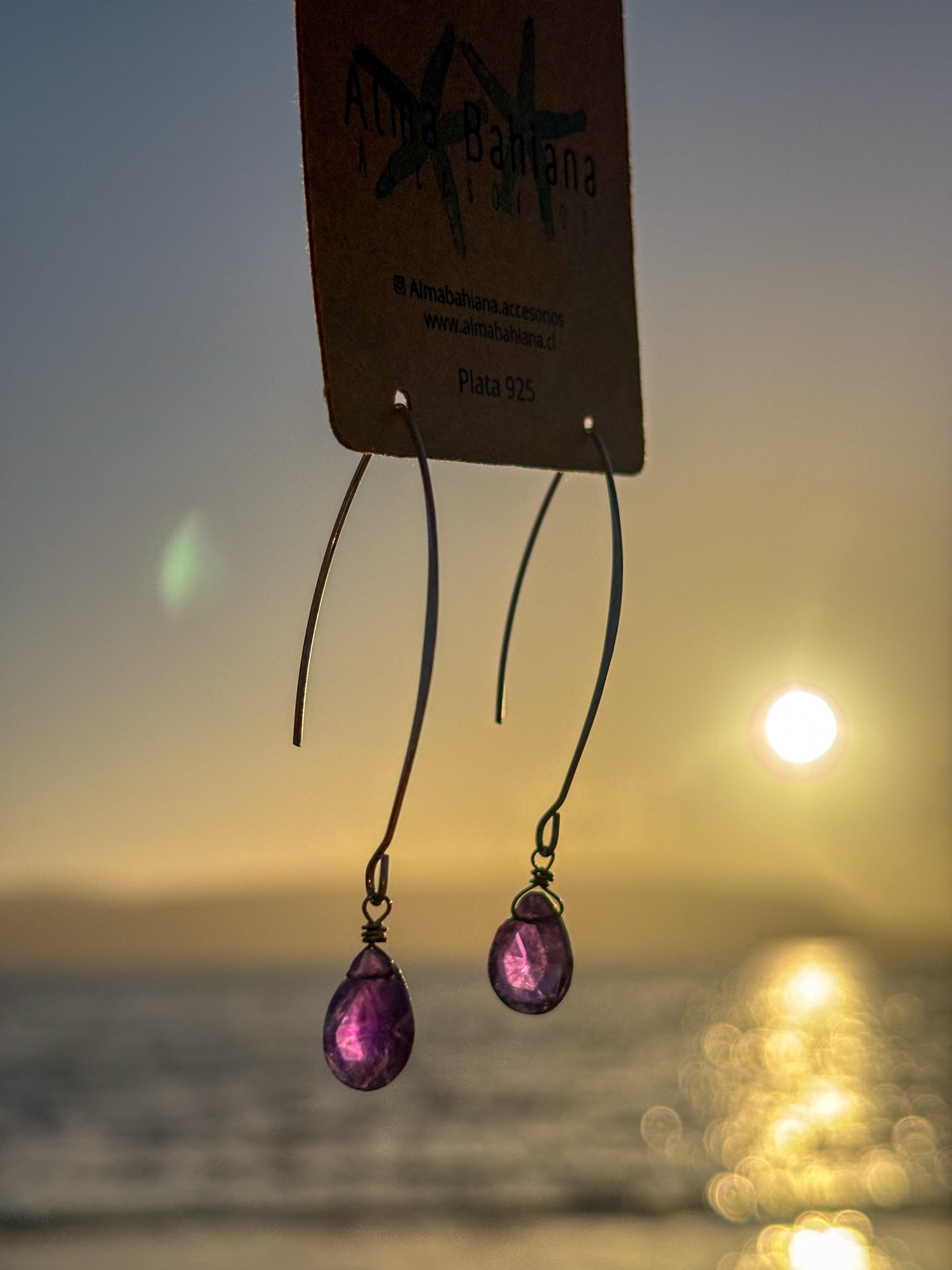 Aros colgantes gotas de Amatista