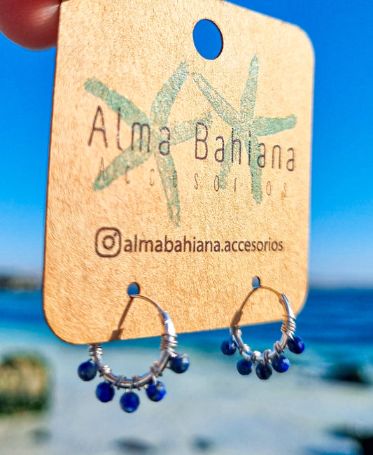 Argollas con piedritas de Lapislázuli