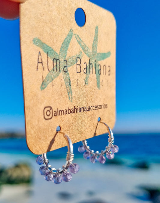 Argollas piedritas Amatista