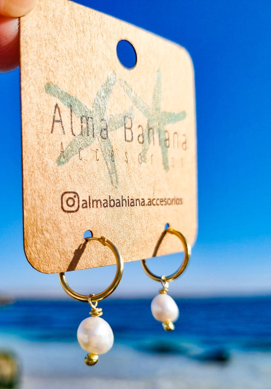 Argollas perlita río baño de oro