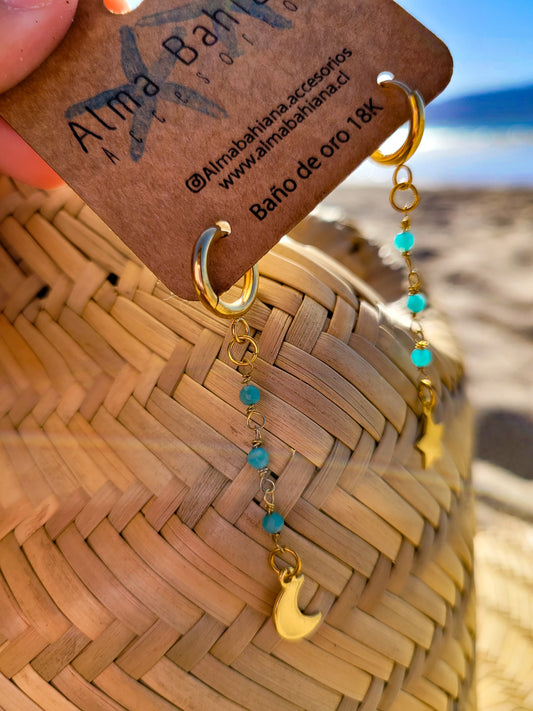 Aros Emi Amazonita estrella luna