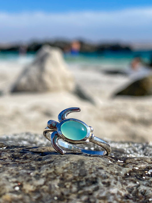 Anillo tortuga piedra Calcedonia