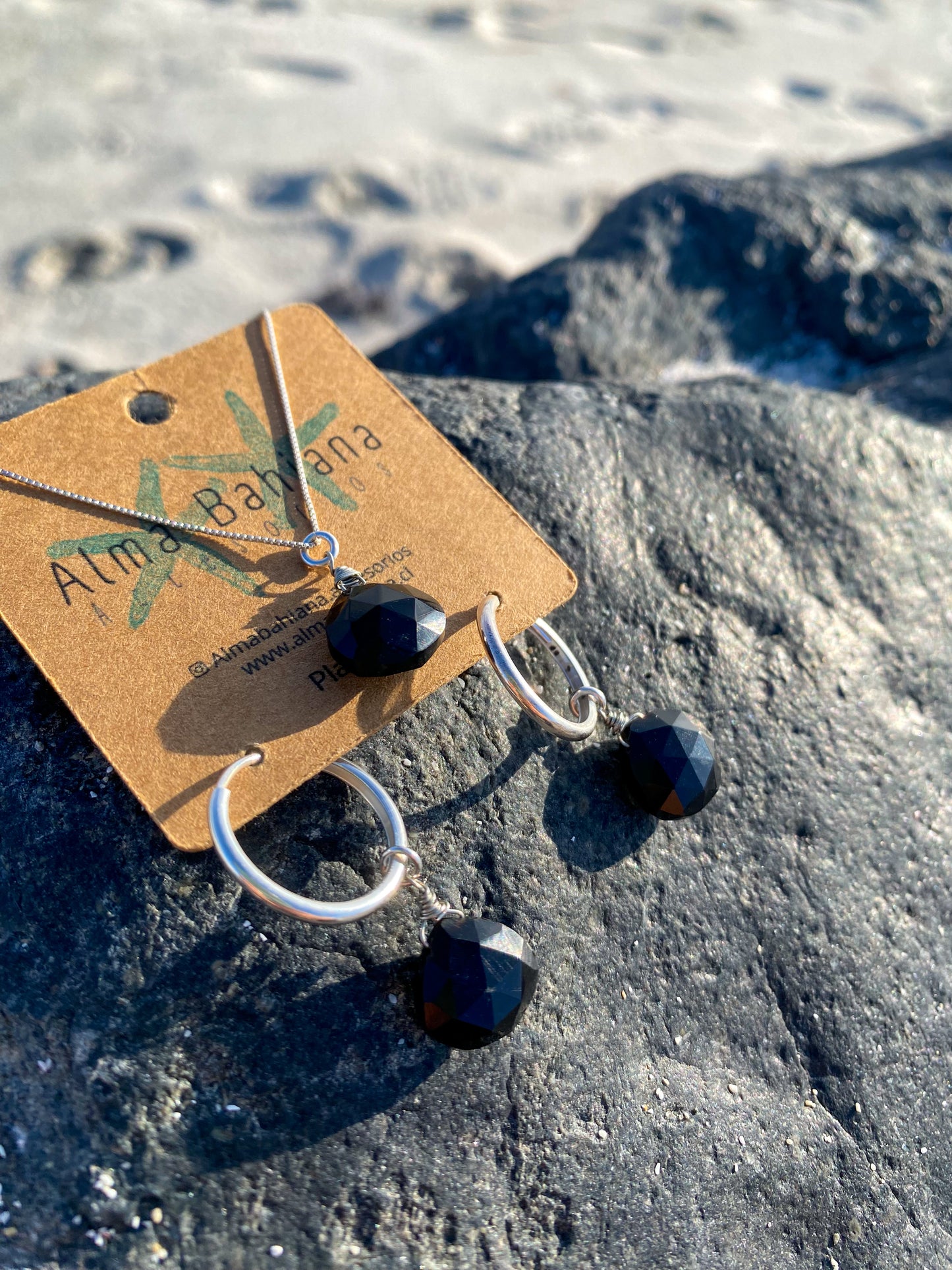 Conjunto collar y aros piedra Ónix