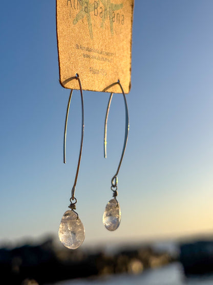 Aros colgantes gota Cuarzo Cristal