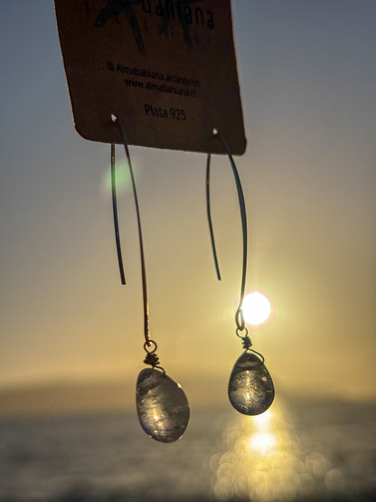 Aros colgantes gota Cuarzo Cristal