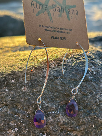 Aros colgantes gotas de Amatista