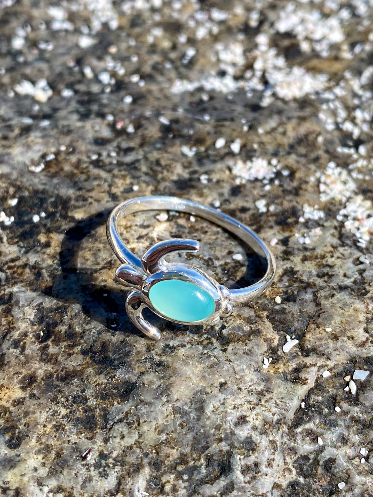 Anillo tortuga piedra Calcedonia