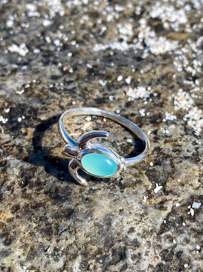 Anillo tortuga piedra Calcedonia