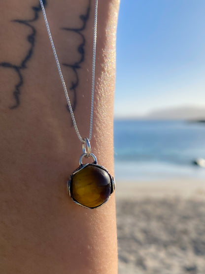 Collar esfera Piedra Ojo de Tigre fases lunares