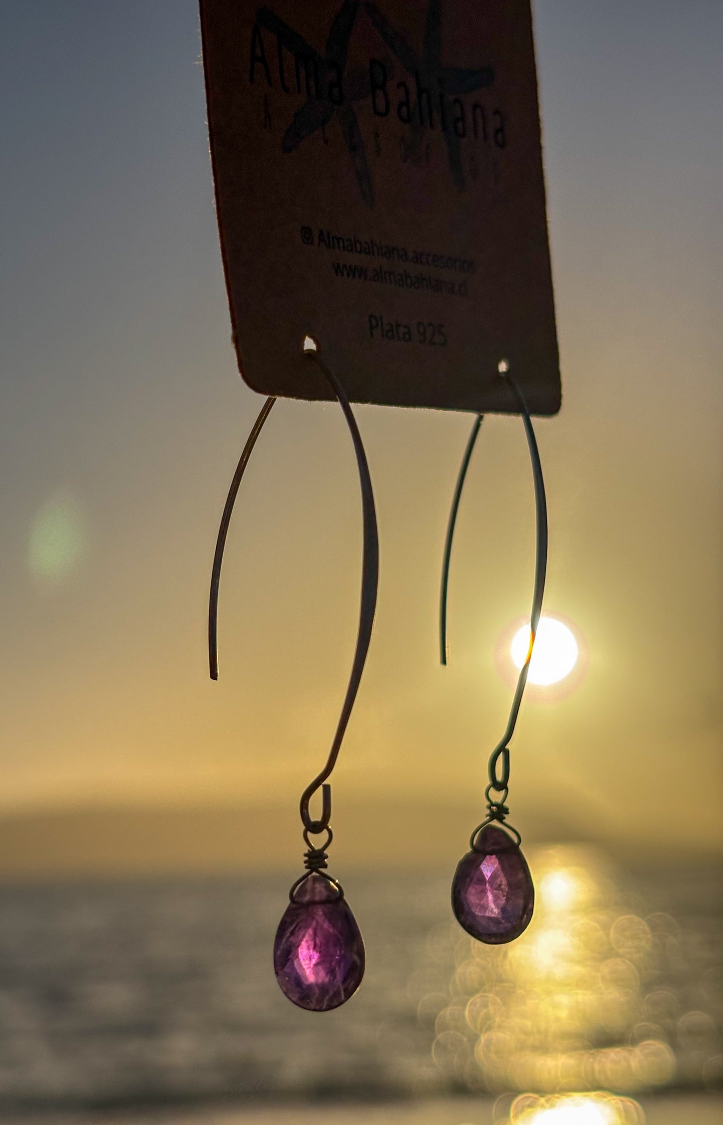 Aros colgantes gotas de Amatista