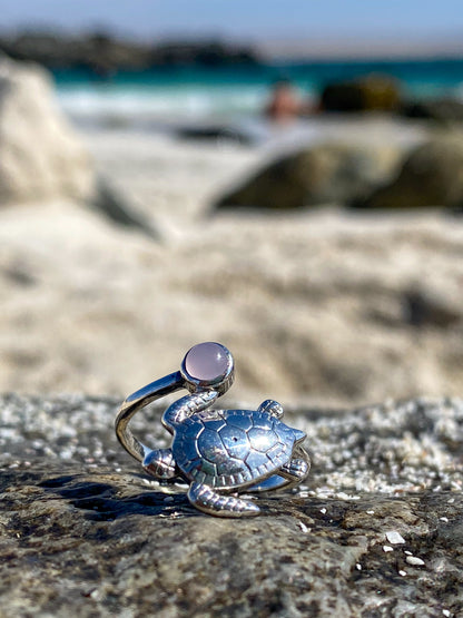 Anillo tortuga cuarzo rosa