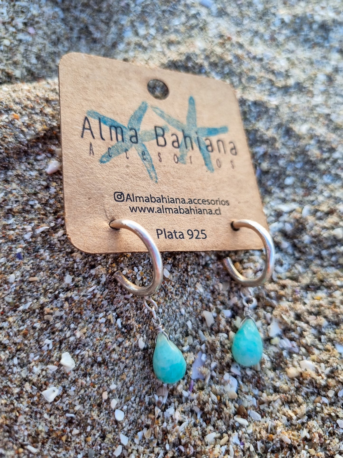 Argollas gota amazonita