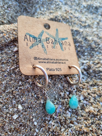 Argollas gota amazonita